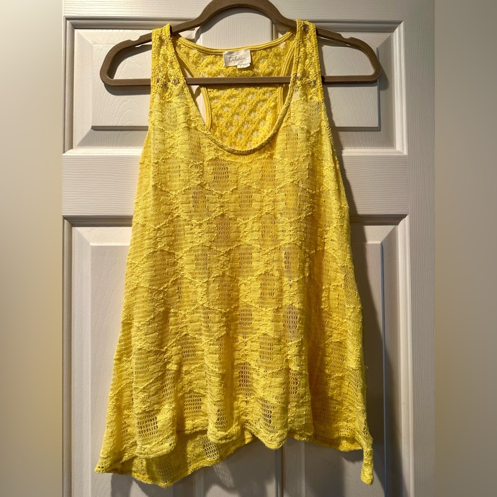 Deletta Bright Yellow Lace Tank Top